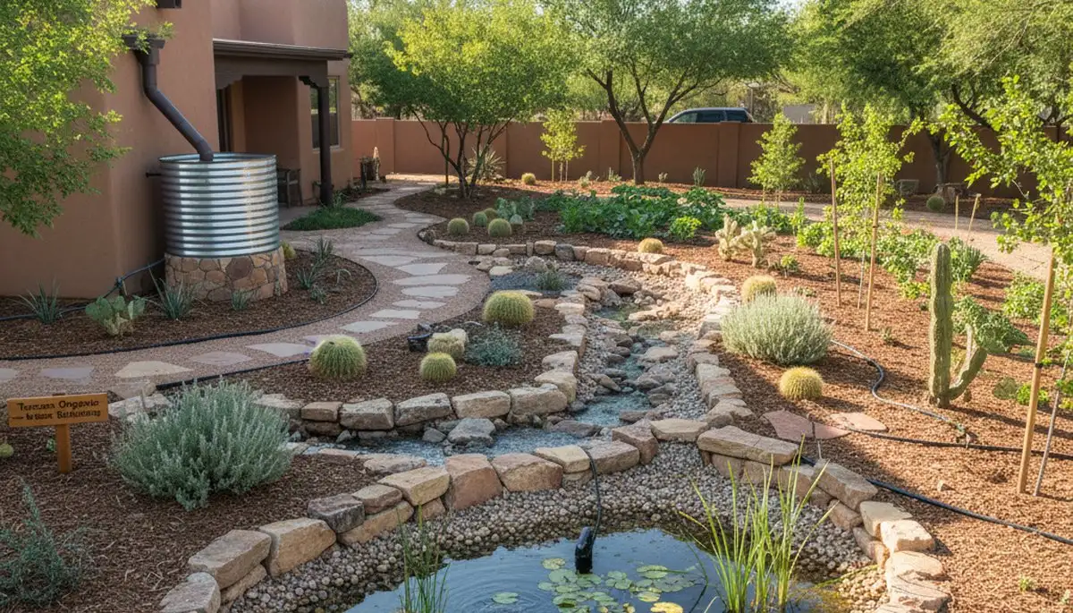 Eco-friendly rain garden and water conservation landscaping in Tucson AZ by Chop Chop Landscaping