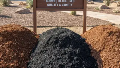 Brown, black, and red mulch color options for Tucson, AZ landscaping by Chop Chop Landscaping