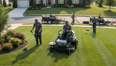 Professional lawn mowing and edging team providing lawn maintenance in Tucson, AZ