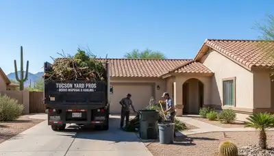 Professional yard debris removal and hauling by Chop Chop Landscaping in Tucson, AZ