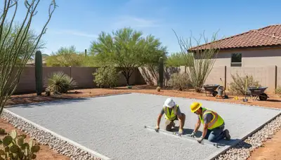 Professional shed foundation and base prep by Chop Chop Landscaping in Tucson, AZ
